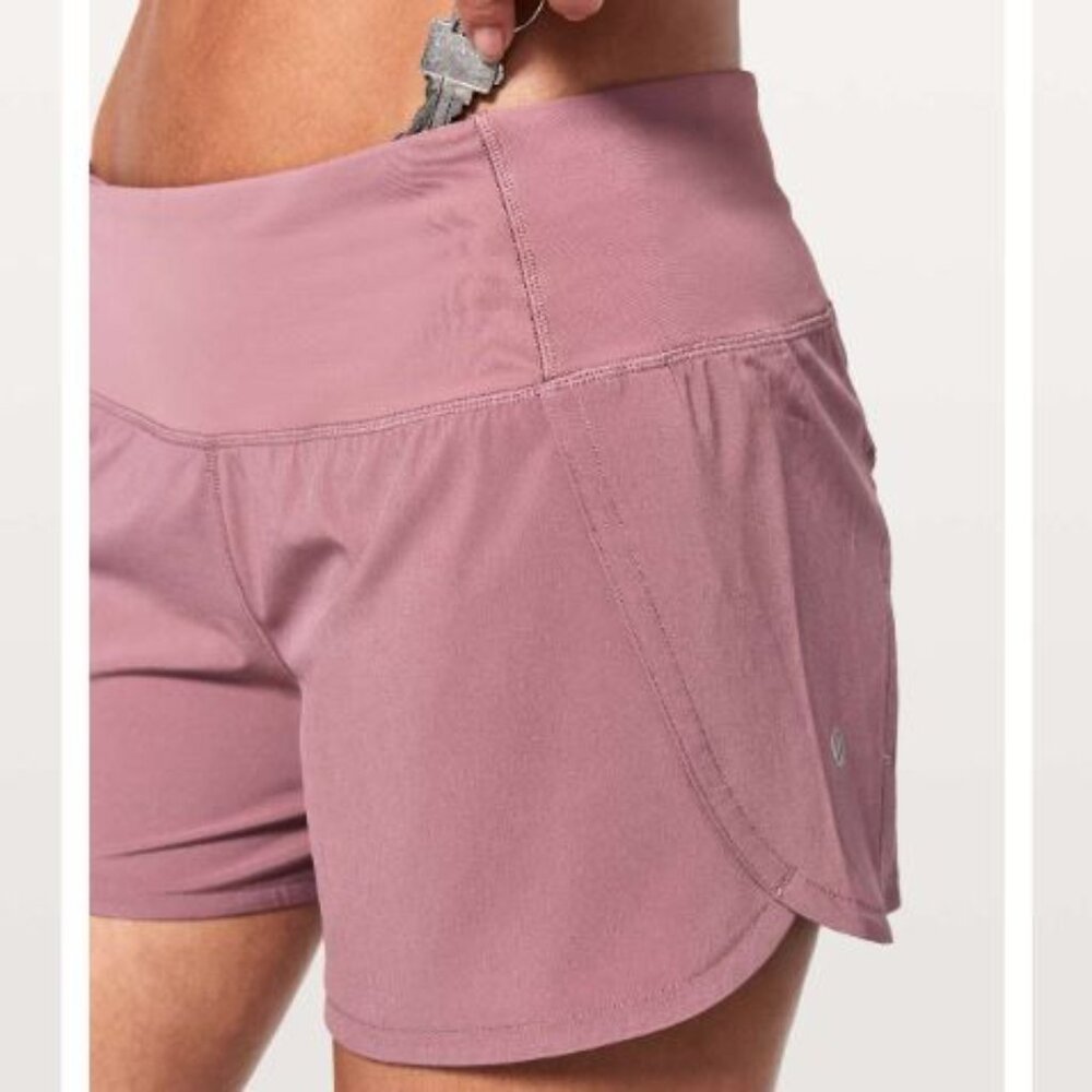 Lululemon Sz 4 Run Times Lined Short II 4" inseam in Figue Mauve Pink W7AK0S